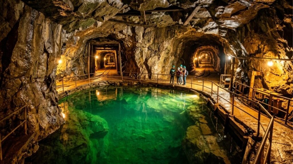 O lago de águas cor de esmeralda formado dentro de uma antiga mina no interior de Minas Gerais