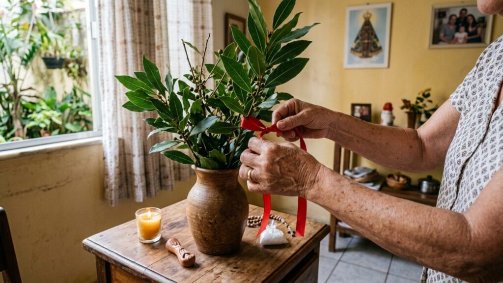 Apenas um laço vermelho na planta de louro é o suficiente para espantar a inveja e atrair prosperidade definitivamente