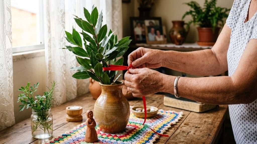Apenas um laço vermelho na planta de louro é o suficiente para espantar a inveja e atrair prosperidade definitivamente