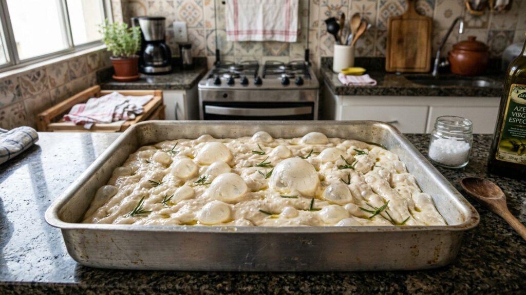 Um segredo simples na fermentação da focaccia feita em casa é suficiente para torná-la extremamente macia e ideal para petiscos