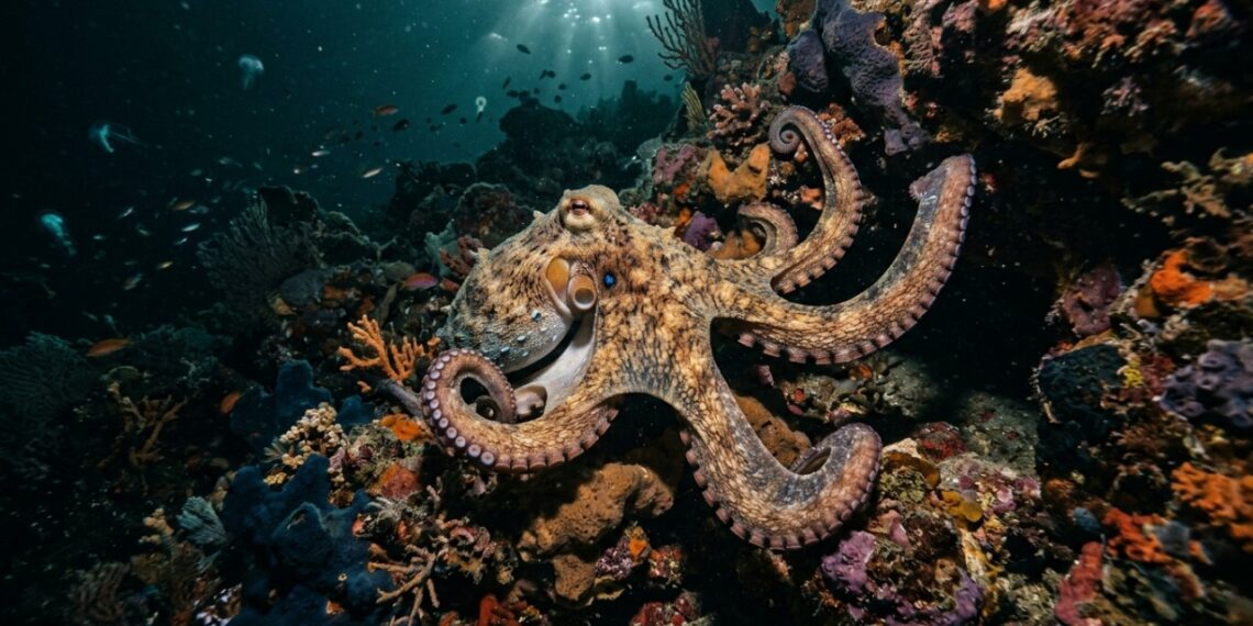O polvo que virou destaque na biologia marinha porque além de possuir nove cérebros e três corações consegue fazer cada braço decidir e reagir sozinho