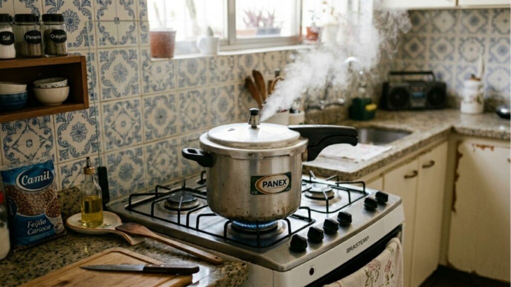 O que deve entrar primeiro na panela de pressão: a água ou os grãos, para a borracha durar mais