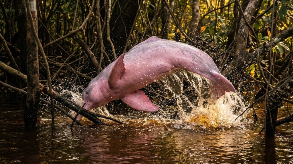 O Boto Cor De Rosa Ganhou Notoriedade Na Fauna Amazonica Devido A Sua Habilidade De Virar O Pescoco Durante Cheias Da Floresta E Capturar Peixes Com Ecolocalizacao Precisa