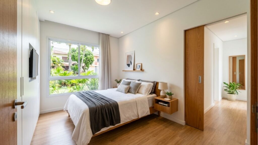 Adeus à porta de abrir tradicional que bate na cama e rouba espaço do quarto: o sistema embutido que está tomando o lugar nos projetos de 2026