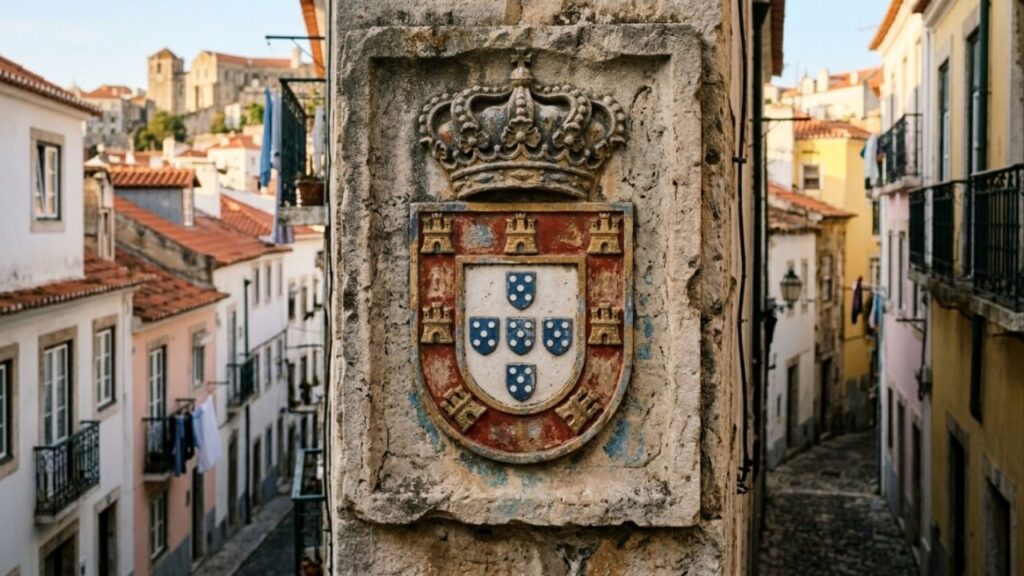 Por que a bandeira de Portugal tem um escudo com castelos e escudos menores?