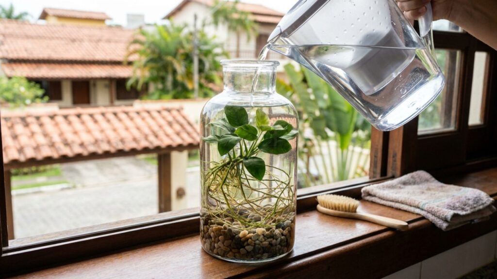 A planta aquática que virou moda em pequenos potes de vidro porque além de enfeitar a mesa de centro, não atrai mosquitos