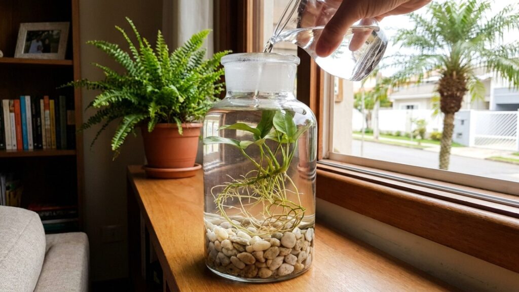 A planta aquática que virou moda em pequenos potes de vidro porque além de enfeitar a mesa de centro, não atrai mosquitos