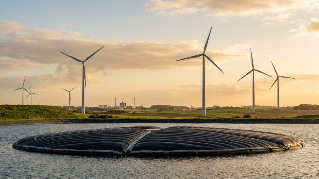 A gigantesca fossa térmica de 70 mil m³ construída na Dinamarca ganhou notoriedade na engenharia porque além de reaproveitar sobras de energia renovável, consegue transformá-la em calor contínuo para derrubar os custos energéticos