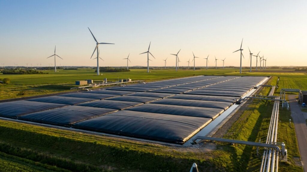 A gigantesca fossa térmica de 70 mil m³ construída na Dinamarca ganhou notoriedade na engenharia porque além de reaproveitar sobras de energia renovável, consegue transformá-la em calor contínuo para derrubar os custos energéticos
