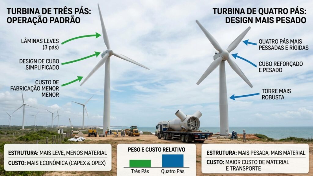 É por isso que quase todas as turbinas eólicas do mundo têm três pás