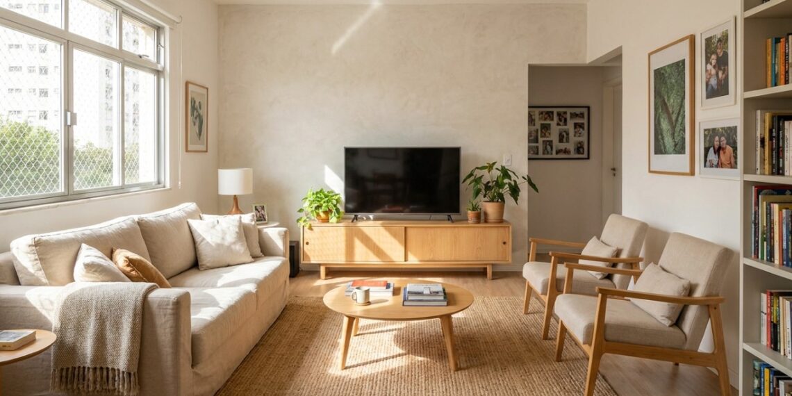 Adeus à parede pintada de cimento queimado escuro: a tendência minimalista para renovar a sala em um dia
