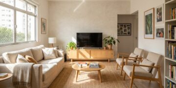 Adeus à parede pintada de cimento queimado escuro: a tendência minimalista para renovar a sala em um dia