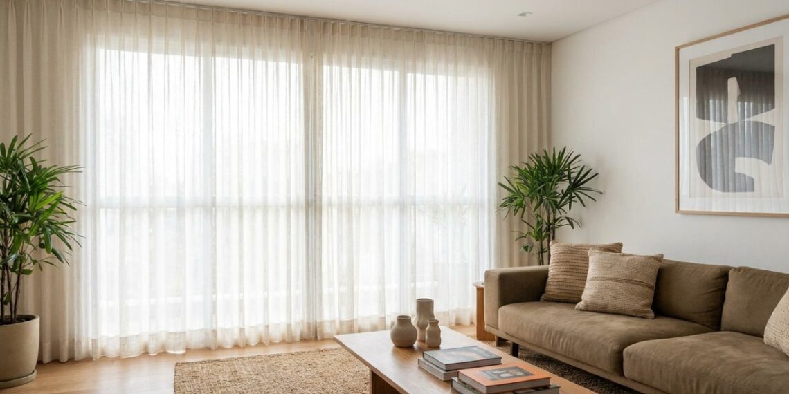 Adeus às cortinas pesadas com bandô: qual a tendência de tecidos leves e naturais para substituí-las na sala em 2026?