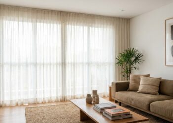 Adeus às cortinas pesadas com bandô: qual a tendência de tecidos leves e naturais para substituí-las na sala em 2026?