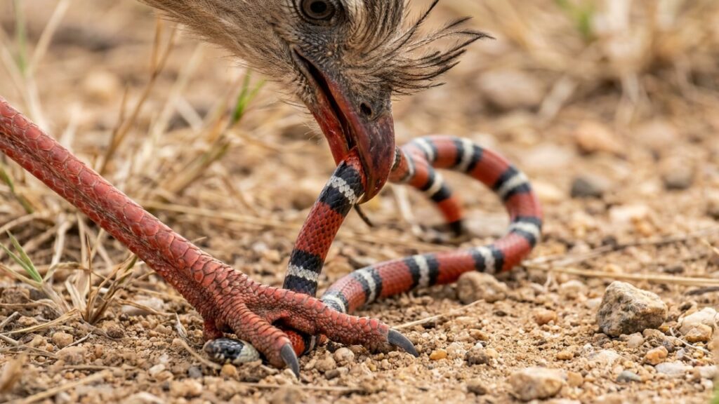 Esta siriema nativa do Cerrado brasileiro que virou destaque porque além de combinar pernas longas com um bico curvo consegue caçar serpentes perigosas com facilidade
