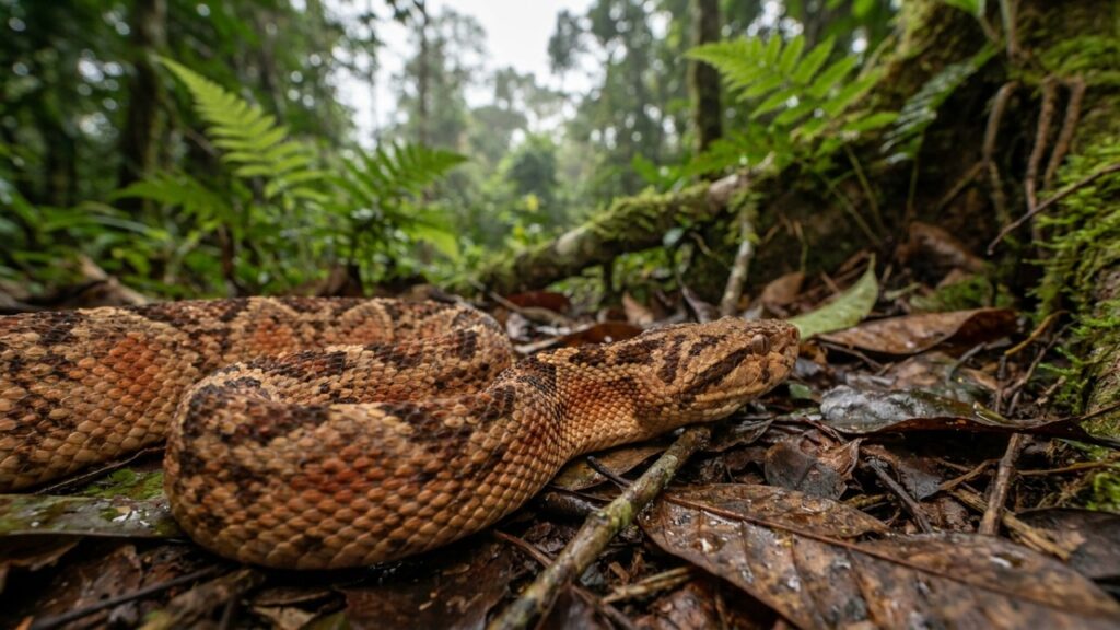 Como a misteriosa surucucu de fogo da Amazônia intriga a ciência ao usar imitação térmica e biológica para viver na floresta