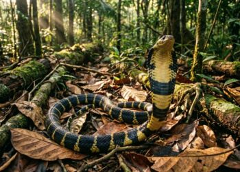 Esta cobra-caninana nativa da Amazônia que virou destaque porque além de inflar o pescoço consegue vibrar a cauda para imitar os movimentos de uma cascavel perigosa