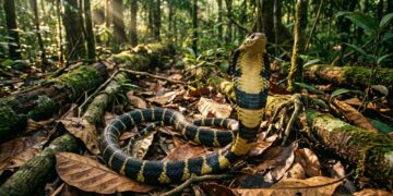 Esta cobra-caninana nativa da Amazônia que virou destaque porque além de inflar o pescoço consegue vibrar a cauda para imitar os movimentos de uma cascavel perigosa