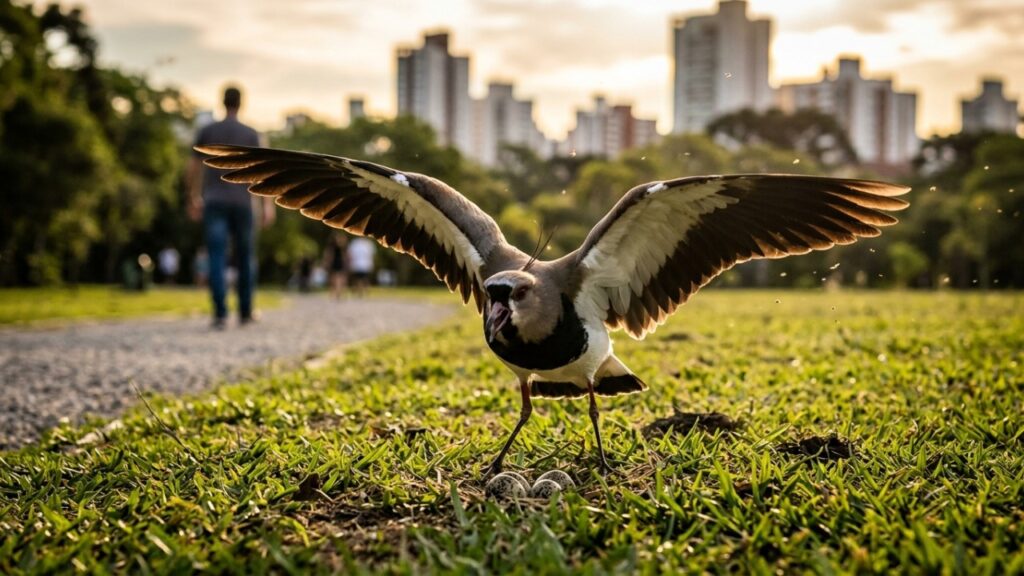 Esta ave brasileira conhecida como quero-quero que virou destaque nos campos porque além de emitir vocalizações estridentes atua como um cão de guarda natural