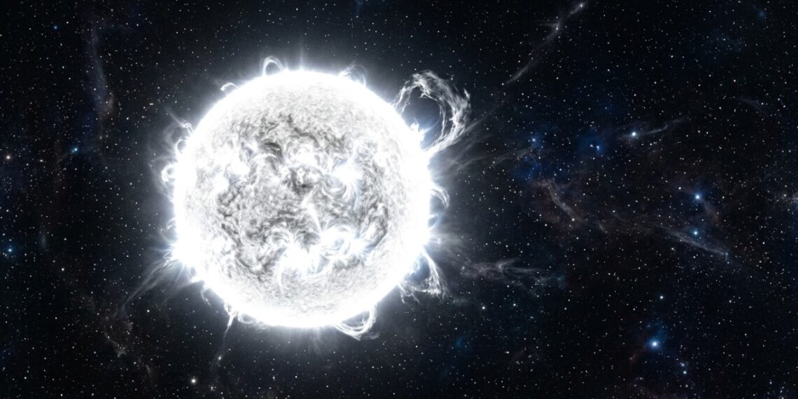 O efeito da camada de ozônio que muda a verdadeira cor branca do Sol para o amarelo que vemos da Terra