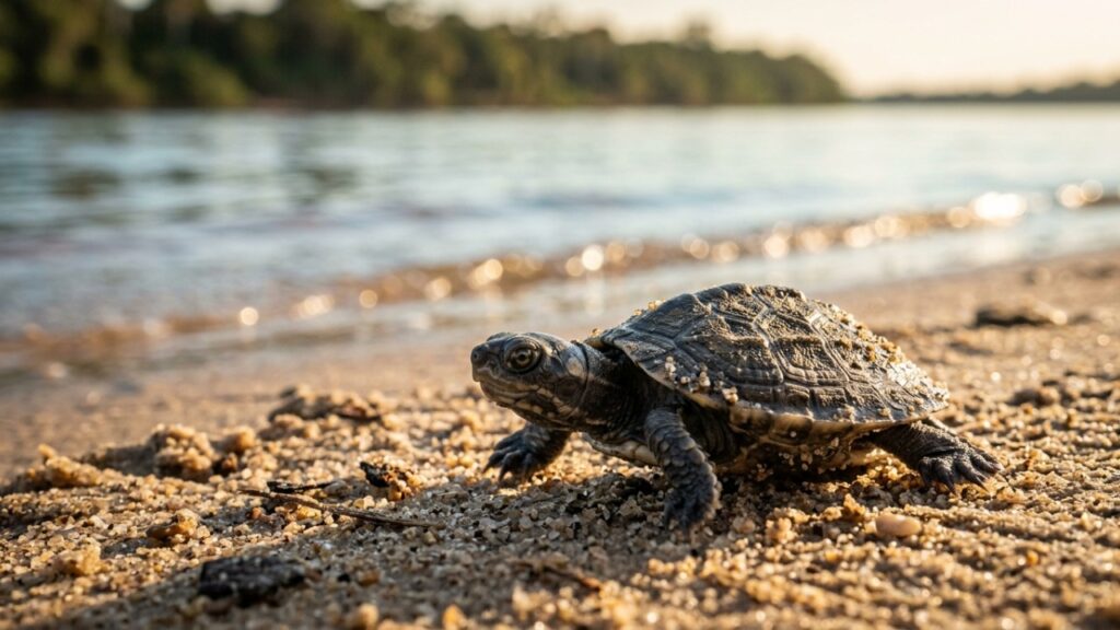A intrigante tartaruga da Amazônia, que ganhou notoriedade na biologia por, além de utilizar o magnetismo terrestre para se locomover, ser capaz de voltar à praia onde nasceu