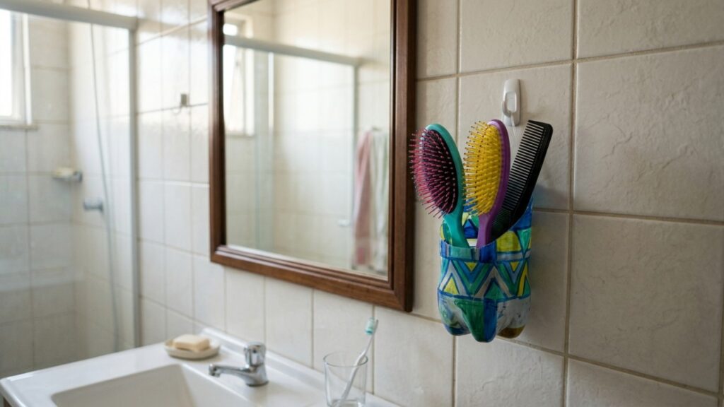 Nao Jogue Os Frascos De Shampoo Vazios Fora Ideias Para Reutilizar Esses Recipientes Para Organizar Escovas E Pentes No Banheiro De Casa