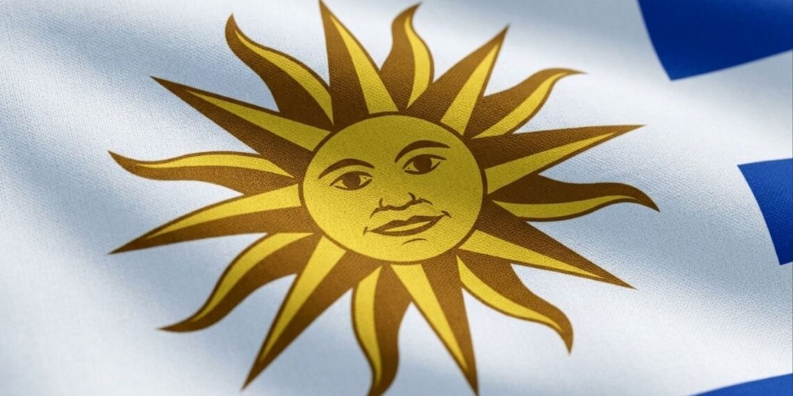 Por que a bandeira do Uruguai possui um sol com rosto humano no canto superior esquerdo, e qual é a origem desse símbolo peculiar?