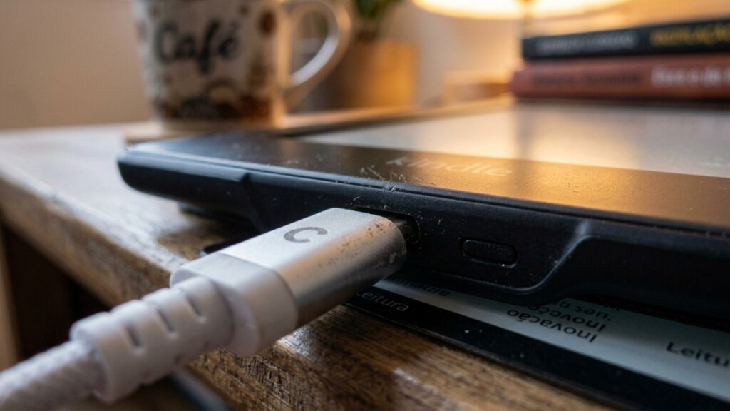 O Que Deve Ser Conectado Primeiro O Kindle Ou O Carregador De Tomada Para Evitar Danos Mecanicos E Eletricos