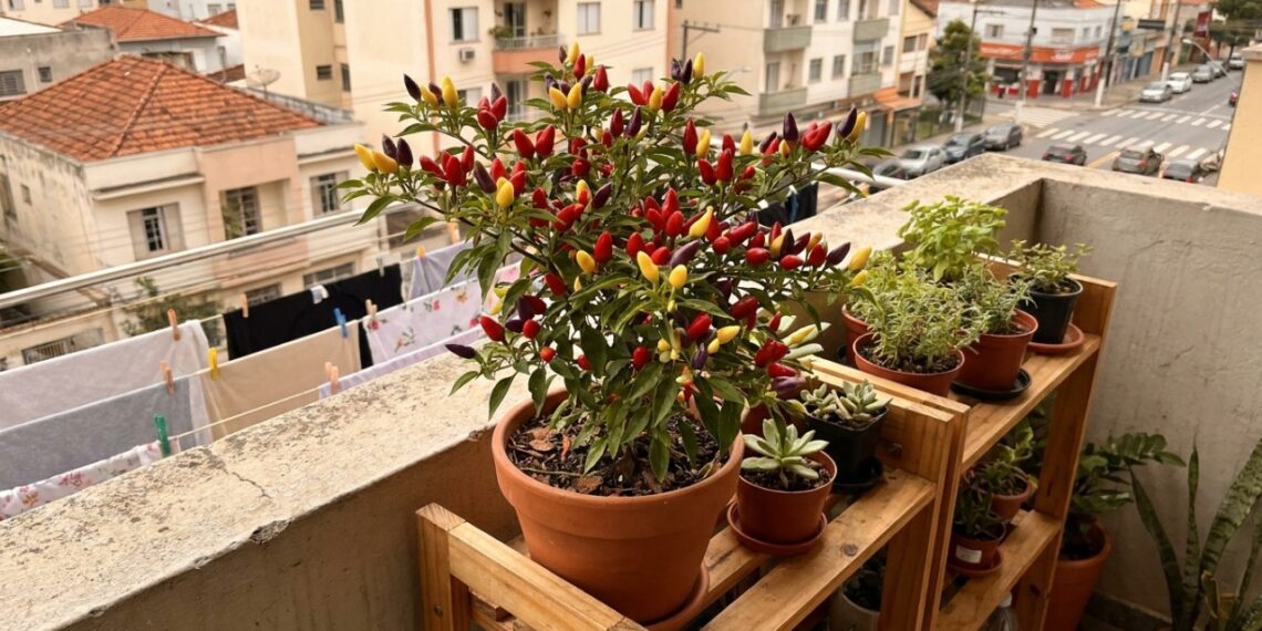 9 pimentas de pequeno porte que crescem rápido e ainda trazem cores quentes e tempero forte para a horta vertical de sacada
