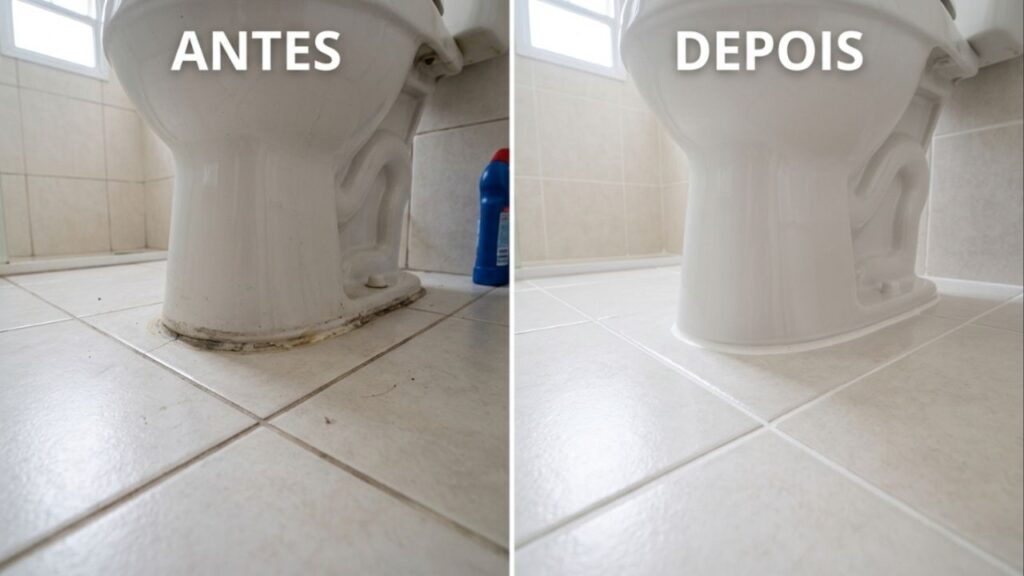 Qual a finalidade de borrifar vinagre ao redor do vaso sanitário e por que é recomendado?