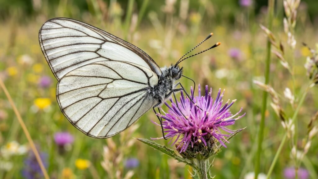 A borboleta branca de veias pretas, chamada Aporia crataegi, pode voltar em breve aos céus da Grã-Bretanha após cerca de 100 anos desaparecida