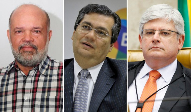 Jornalista Idalgo Lacerda (esq.) afirma que intervenção no Maranhão, defendida pelo procurador-geral Rodrigo Janot (dir.), vem sendo tramada por Nicolao Dino, irmão de Flávio Dino (centro), que é pré-candidato do PCdoB ao governo do Maranhão