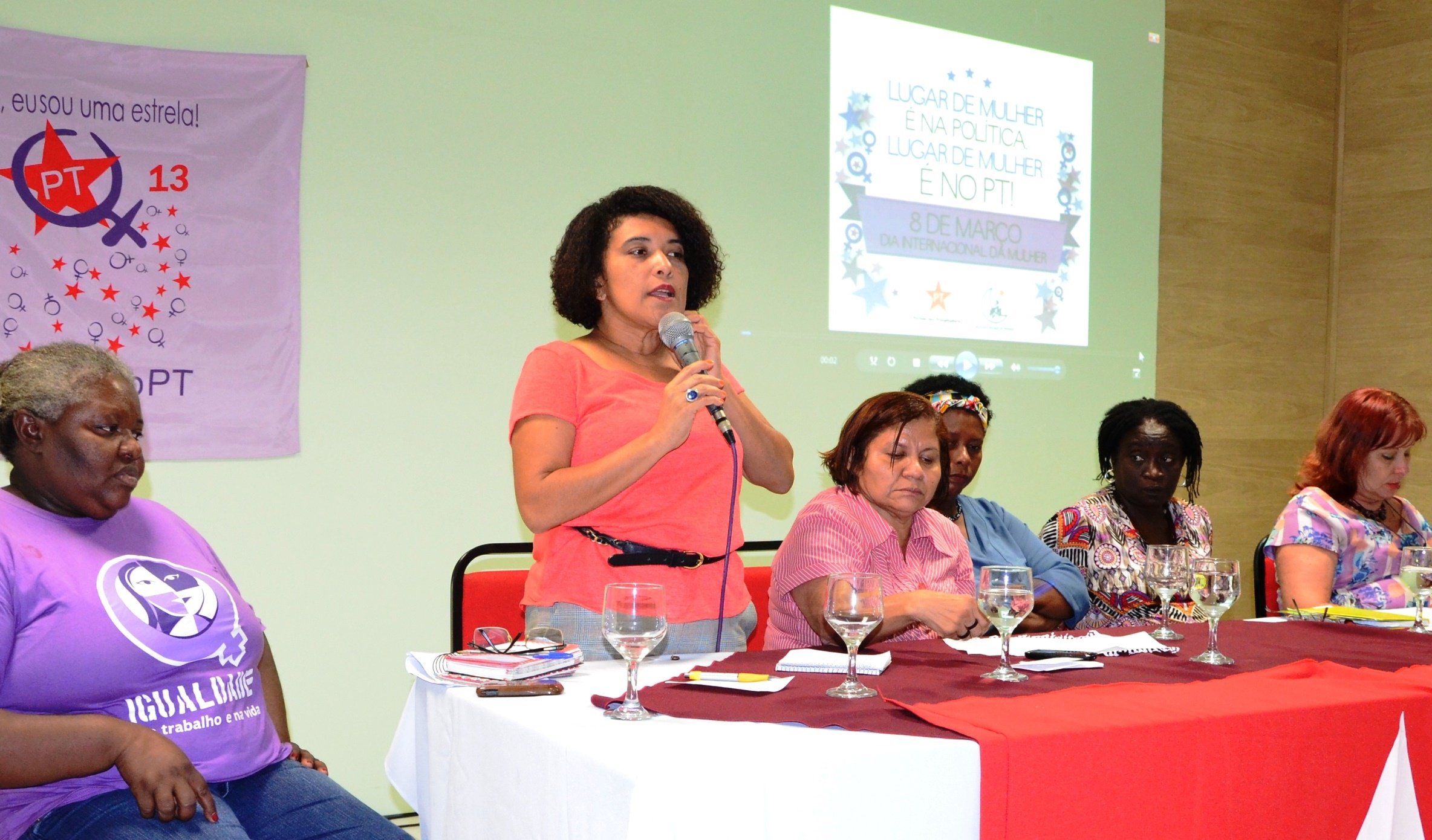 As mulheres militante do Partido dos Trabalhadores apontaram no encontro alusivo ao Dia Internacional da Mulher que foi a partir dos governos Lula e Dilma Rousseff que o Estado brasileiro passou a dar uma ênfase nas políticas públicas do segmento com a criação da Secretaria Especial de Políticas para as Mulheres (SPM), a reestruturação do Conselho Nacional dos Direitos da Mulheres e a elaboração do Plano Nacional de Políticas para o segmento; além das petistas o evento reuniu mulheres dirigentes e militantes das legendas da base de apoio do governo Dilma