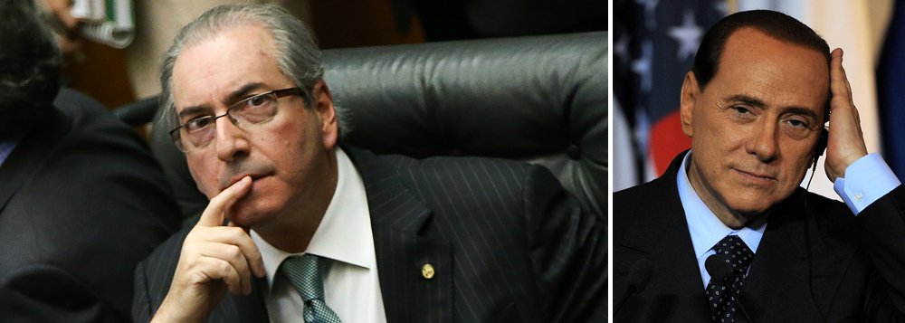 "Ao assegurar a aprovação do pedido de impeachment da presidente Dilma Rousseff, o deputado Eduardo Cunha consolidou-se como o Sílvio Berlusconi do atual momento político brasileiro", afirma o diretor do 247 em Brasília, Paulo Moreira Leite; ele lembra que assim como Berlusconi, que mesmo denunciado por corrupção, tornou-se o mais longevo primeiro ministro do pós-guerra na Itália, Cunha mostrou que domina um grupo de "conservadorismo extremo e reacionário" que garantiu 36 votos decisivos contra Dilma; "Com votação de ontem, Cunha deu um novo para consolidar um poder pessoal cuja dimensão surpreendeu os analistas mais aplicados -- pois sua máquina mostrou-se capaz de dar o primeiro passo de um golpe de Estado parlamentar no regime presidencialista brasileiro", afirma; leia íntegra