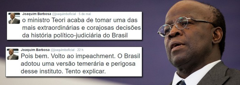 Colunista do 247 Tereza Cruvinel comenta os tuítes postados pelo ex-presidente do STF Joaquim Barbosa nesta quinta-feira, em que afirmou "o Brasil adotou uma versão temerária e perigosa" do instituto do impeachment; a jornalista comenta, com base nos comentários do ex-ministro: "Os crimes contra a lei orçamentária são os únicos de que apenas Dilma poderia ser acusada. Se fosse acusada por questões ligadas à Lava Jato e ao petrolão, boa parte da classe política entraria na roda"