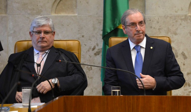 Bras�lia - O Procurador-Geral da Rep�blica, Rodrigo Janot, o presidente da C�mara, Eduardo Cunha e o ministro da Justi�a, Jos� Eduardo Cardozo participam da sess�o de abertura do ano judici�rio (Jos� Cruz/Ag�ncia Brasil)