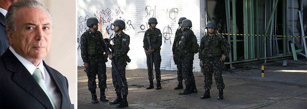 "A eleição indireta, por um Congresso desmoralizado, de alguém como Jobim, por exemplo, não resolveria nada. O fato é que, com ou sem Temer, com Jobim ou sem Jobim, o golpe, para continuar até 2018, terá de investir cada vez mais na repressão contra trabalhadores, opositores, movimentos sociais e pobres em geral. O Estado de exceção tende a se intensificar. Tende a virar ditadura pura e simples", diz o colunista do 247 Marcelo Zero sobre a situação de Michel Temer; "O golpe destruiu a economia, o sistema de representação, as instituições democráticas e a política. Só lhe restou o uso da força. Se o país não fizer um pacto pelas eleições diretas, virá coisa pior do que já está aí. Muito pior. Hoje, contamos direitos perdidos. Amanhã, poderemos contar presos e cadáveres", diz Zero
