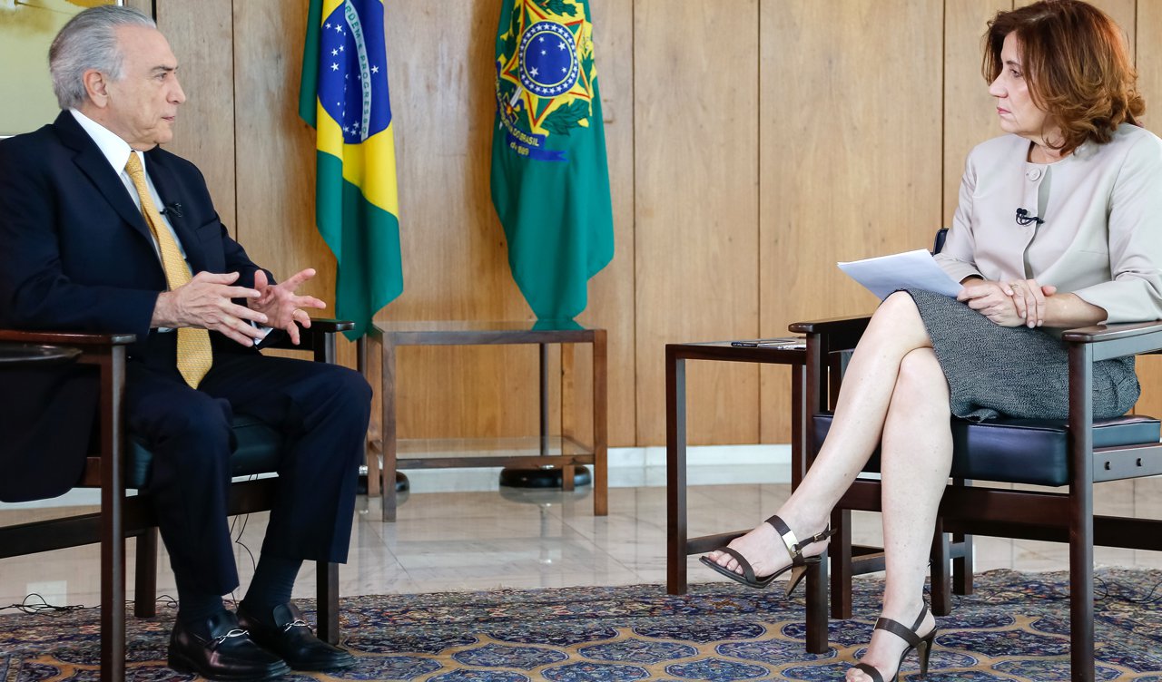 Brasília - DF, 13/10/2016. Presidente Michel Temer durante entrevista para Miriam Leitão da Globo News. Foto: Marcos Corrêa/PR