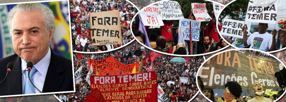 "Diretas são para ontem", escreve Paulo Moreira Leite, articulista do 247; "Ao contrário do que se diz, a grande questão atual do país não é a corrupção, combatida pela maior operação jurídica-midiática do planeta, mas a falta de democracia, a ausência do povo na tomada de decisões"; para PML, "apesar do clamor de mais de 80% dos brasileiros por diretas, a elite que tem a iniciativa política e não pára de tomar iniciativas para derrubar Michel Temer não dá um único passo para assegurar uma saída de acordo com a soberania popular"; o colunista do 247 diz que, liberadas da vontade do povo, único polo de gravidade legítimo, "as autoridades ficam de mãos livres para ensaiar aventuras conforme seu interesses e capacidade"