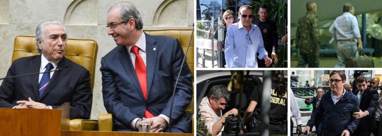 "Temer é um recordista. Em apenas um ano de mandato que lhe foi ofertado por Eduardo Cunha e seus deputados amestrados, cinco pessoas de sua intimidade já foram em cana por suspeita de envolvimento em corrupção e crimes correlatos: o próprio Cunha, os assessores da copa e cozinha Tadeu Filipelli e Rocha Loures e os ministros Henrique Eduardo Alves e Geddel Vieira Lima. Cinco em cana, não falo em demissões. Um deles flagrado carregando mala milionária", diz o colunista Alex Solnik; "A pergunta de 1 milhão de dólares é: depois que Joesley passou para o outro lado e tratou de salvar a própria pele, quem está pagando o silêncio de Cunha?"