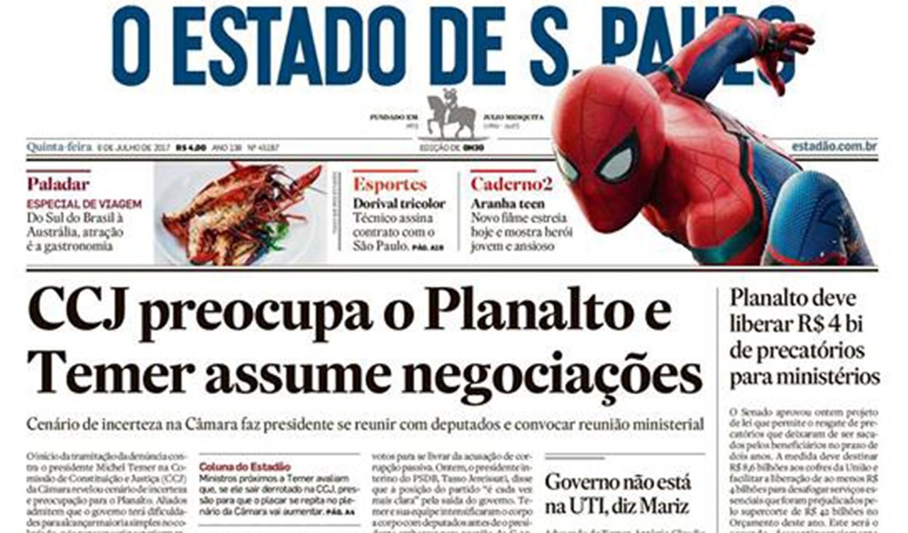 O oligárquico jornal Estadão era um dos últimos biombos da mídia mercenária na defesa de Michel Temer. Mas em seu editorial desta quinta-feira (6), a decadente famiglia Mesquita deu os primeiros sinais de que também está próxima de abandonar o governo