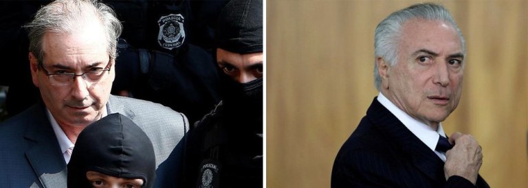"Cunha é a espada de Dâmocles de Temer pendurada 24 horas por dia sobre a sua cabeça. Se Temer não aceitar algum pleito de Cunha, a espada pode descer. Eis porque de vez em quando surgem notícias de que Cunha prepara sua delação premiada. E dias depois o assunto morre", diz o colunista do 247 Alex Solnik sobre o ex-presidente da Câmara, que cumpre pena de 15 anos de prisão por corrupção; "Os dois movimentos correspondem a pleitos de Cunha. Quando espalha que vai delatar é uma ameaça, está pedindo alguma coisa e Temer vacila em atender. É um ultimatum. Quando o assunto morre é porque Cunha foi atendido. Cunha é a maior ameaça a Temer porque todas as outras ele pode neutralizar com sua maioria de deputados tatuados", diz Solnik