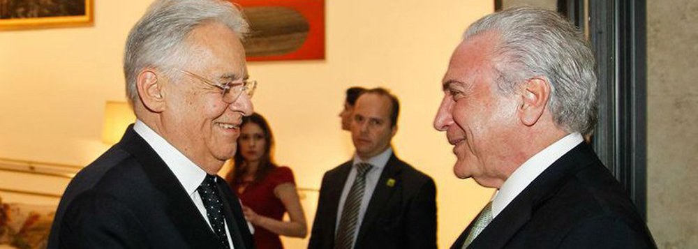 "O partido dele, o PSDB, é co-autor do golpe de 2016 que derrubou Dilma, e sócio-fundador do 'governo de ladrões' liderado pelo conspirador e golpista Michel Temer", diz o colunista Jeferson Miola; "FHC e os tucanos carregarão à eternidade a marca de sangue nas mãos pelo golpe do qual foram veículo para a concretização da influência e dos interesses estrangeiros no país. Se tivesse um milímetro de honestidade intelectual e política, FHC deveria pedir desculpas ao povo brasileiro, ao invés de proclamar idéias delirantes e desconexas no debate público"; leia a íntegra