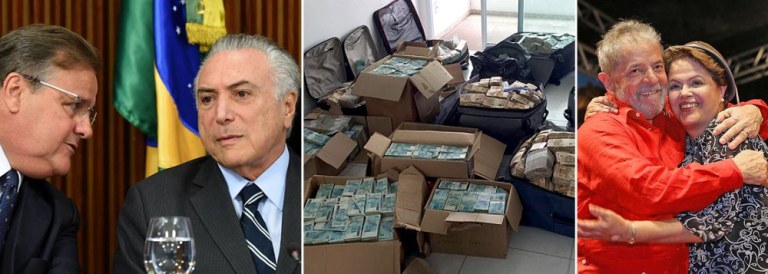"Contra Lula e Dilma não há malas, contas bancárias nem gravações suspeitas, apenas palavras que não se sustentam do ponto de vista jurídico porque não podem ser comprovadas e que se prestam apenas a criar um clima anti-petista na sociedade", diz o colunista do 247 Alex Solnik, ao comparar as denúncias contra o ex-presidente Lula e a presidente deposta Dilma Rousseff, com o que é apresentado contra Michel Temer e seus auxiliares diretos, como Geddel Vieira Lima, preso após a maior apreensão de dinheiro vivo da história do País; "Contra Temer e sua turma abundam fatos escandalosos em série, amplamente provados por fotos e gravações que não podem ser desmentidos. E ainda tem gente que acha e diz que é tudo a mesma coisa", diz Solnik