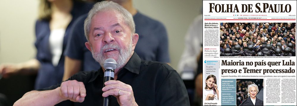 "Numa publicação que lembra os piores momentos de sua história — quando emprestava caminhonetes para o aparato da ditadura que perseguia, prendia e torturava adversários políticos — a pesquisa da Folha sobre apoio de uma parcela da população a uma possível prisão de Lula cumpre duas funções vergonhosas", escreve Paulo Moreira Leite, articulista do 247. "Repetindo uma das mais conhecidas cenas da Bíblia, a primeira função é tentar lavar as mãos do TRF-4, pressionado a condenar Lula com base numa denúncia sem credibilidade sobre o triplex do Guarujá. A outra é criar um instrumento direto de ataque a Lula na campanha presidencial"