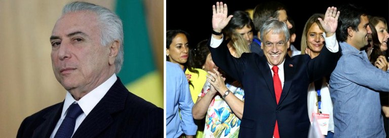 "Com a vitória de Sebatián Piñera nas eleições presidenciais chilenas deste domingo, a direita avançou mais na América Latina, como aliás acontece no mundo", observa Tereza Cruvinel, acrescentando que "o Chile junta-se agora ao Brasil do golpe e de Temer, à Argentina de Macri, que nesta segunda-feira está soltando tropas e cachorros nos protestos contra a reforma previdenciária, ao Equador do traidor Lenín Moreno, à Colômbia de Juan Manuel Santos"; "O colapso da frente de centro-esquerda Concertación, vitoriosa na transição da ditadura, é um aviso para o campo democrático-progressista no Brasil: sem unidade e sem uma ação vigorosa contra a degola eleitoral de Lula, a direita vencerá aqui também, dando continuidade e aprofundando o programa golpista", escreve Tereza