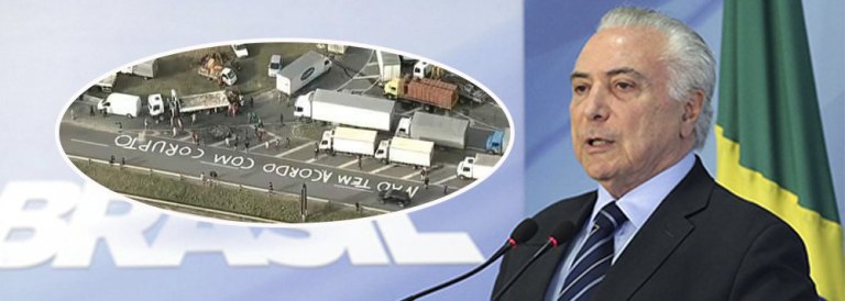 "Deu para ver, pela sua cara, que este é o momento mais grave de seu desastrado governo. Temer exibiu vastas olheiras, sinais de noite mal dormida ou passada em claro para dizer, agora há pouco, em rede nacional de TV, que resolveu partir para o confronto com os caminhoneiros que se recusam a terminar a greve depois do acordo assinado ontem", diz o colunista Alex Solnik; "Quem desafia o acordo tem respaldo de grandes transportadoras, que as há, com mais de 1000 caminhões. Se estas não voltaram ao trabalho mesmo depois de terem suas reivindicações econômicas atendidas, é de se suspeitar que haja outros interesses em jogo, não se sabe quais"