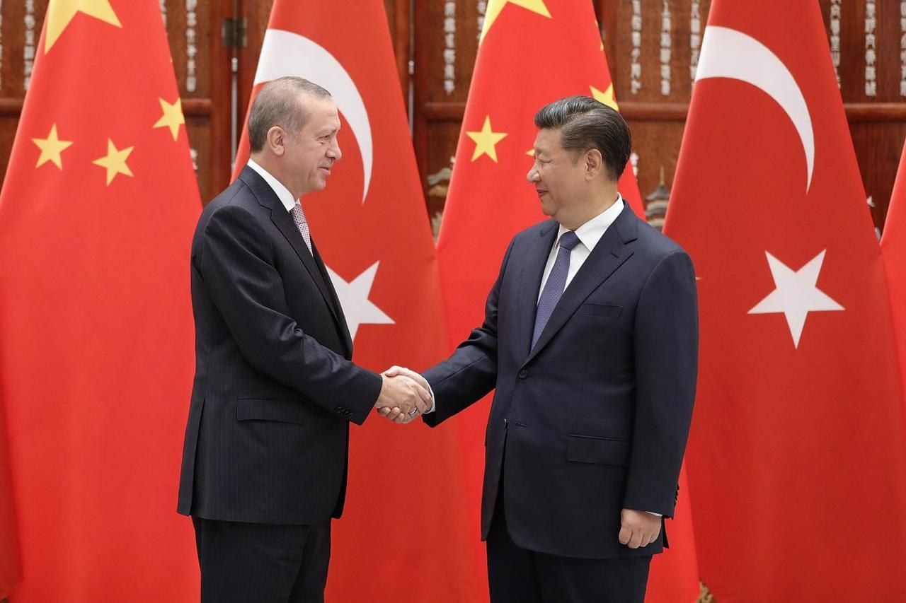 Presidente Xi Jinping da China e Recep Tayyip Erdogan da Turquia