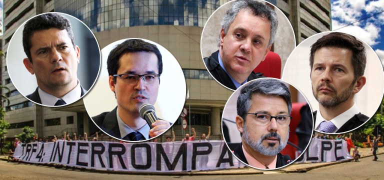 Sergio Moro, Deltan Dallagnol e os juízes do TFR-4 Gebran Neto, Victor Laus e Leandro Paulsen