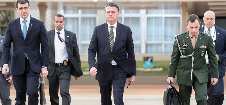 (BrasÃlia - DF, 06/08/2019) Presidente da República, Jair Bolsonaro durante partida para São Paulo.rFoto: Marcos Corrêa/PR